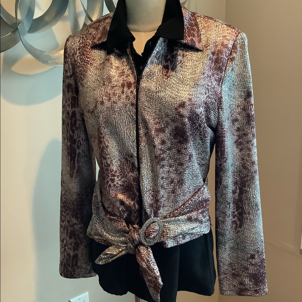 Joseph Ribkoff Snakeskin print metallic jacket
